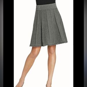 Cabi small knit heather gray Elegant Women's Skirt femme flare eyelet